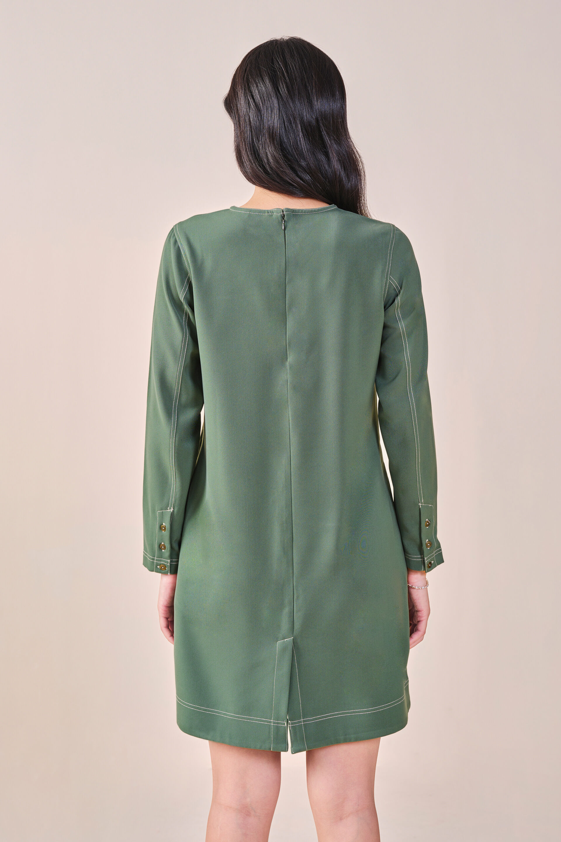 Tasha Solid Dress, Green, image 6